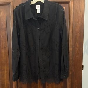 CAbi St. Regis Elegant Black Lace Blouse